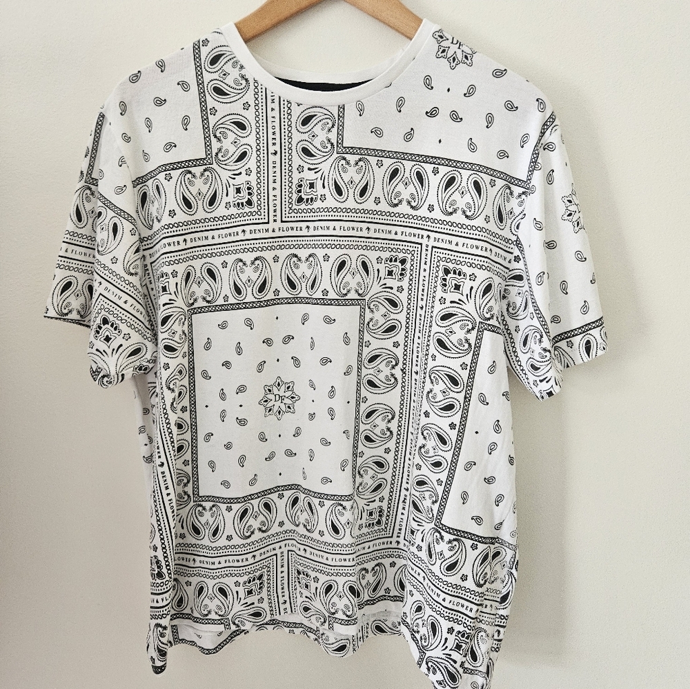 Ricky Singh white and black bandanna tshirt